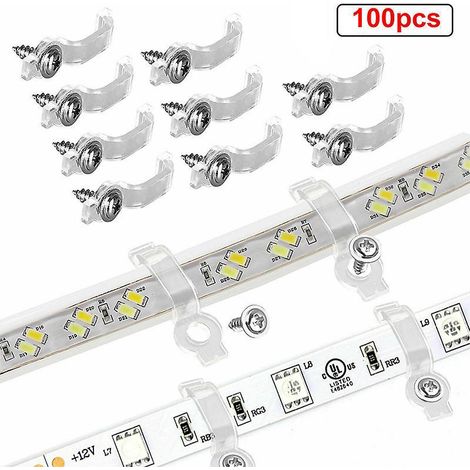 100 Pices Clips De Fixation  Bande Led, Comprend  Support De Montage Pour Bande Led, Connecteur Clips De Montage Pour Bande Lumineuse Led Transpar (1/5)