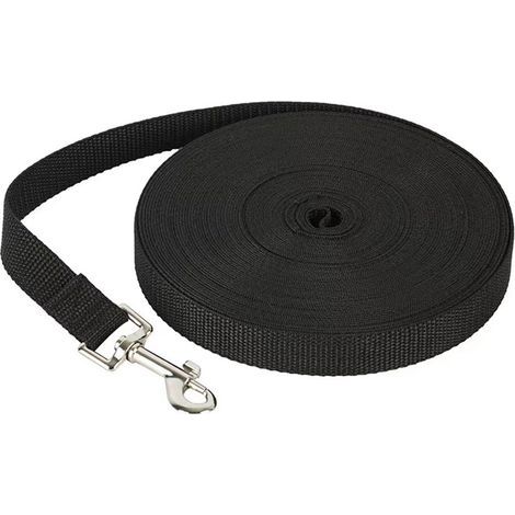 Laisse pour chien, 10 m, noire, robuste, pour éducation. (1/4)