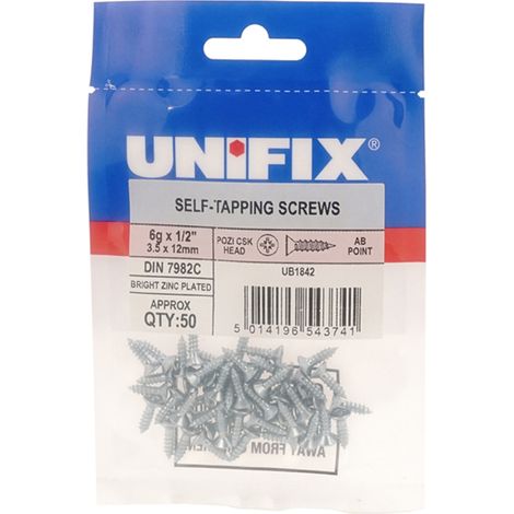 Unifix Self-Tapping Screws Pozi Csk Head AB DIN 7982C BZP 8G x 3/ - Box of 250
