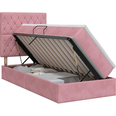 Maison Exclusive - Letto con contenitore e materasso Rosa 100 x 200 cm Velluto (1/5)