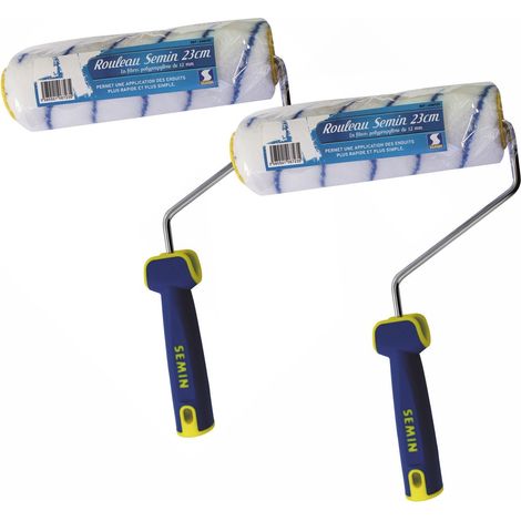 Semin – Lot de 2 rouleaux peinture 23 cm – Fibres polypropylène 12 mm – Application rapide d'enduit – Pour chantiers humides