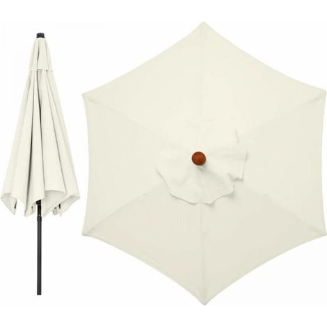 Housse de rechange pour parasol, 6 baleines, 2 m, imperméable, anti-UV, tissu de rechange, beige (1/4)