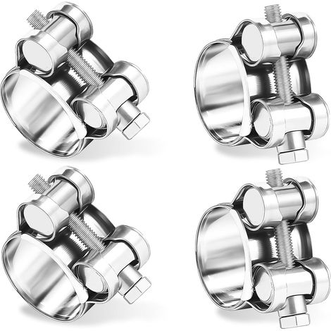 Collier de Serrage pour Échappement Moto 29-31mm - Lot de 4 Pièces - Collier Échappement Inox Réglable pour un Montage Facile - Collier Serrage Idéal pour Auto, Moto, Turbine, Conduites et Raccords (1/5)
