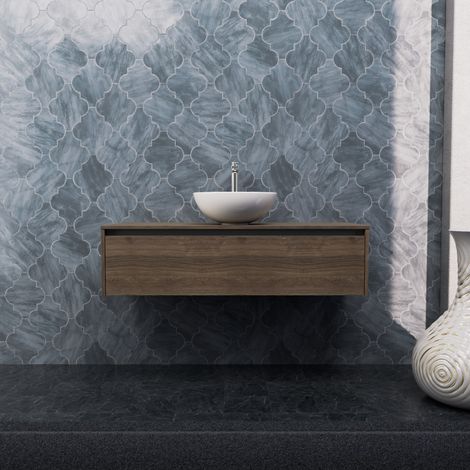 Inda - Mobile bagno L.120 con lavabo in appoggio / Rovere castano