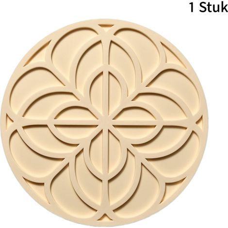 Dessous de verre rond en silicone résistant à la chaleur avec motif trèfle double face diamètre 22 cm pour protéger tables et plans de travail couleur blanc cassé 1 pièce (1/5)