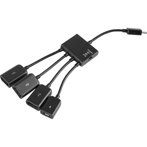 Câble Adaptateur USB OTG avec Hub et Lecteur de Cartes pour Charge et Transfert (1/5)