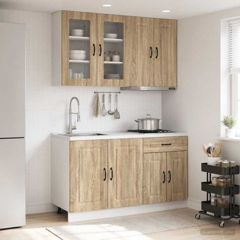 vidaXL Unité de cuisine KALMAR 4 pcs Chêne Sonoma Bois d'ingénierie (1/5)