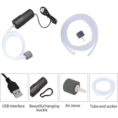 Mini Pompe à Air USB pour Aquarium Aérateur Silencieux pour Poisson et Crevette