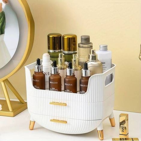 1pc Grand Organisateur Cosmétique avec Tiroirs et Poignées - Boîte de Rangement en Plastique Durable pour Vanité, Comptoir de Sall (1/4)