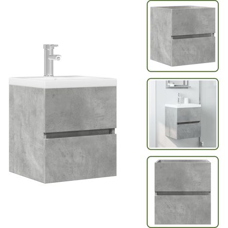 The Living Store Waschbeckenunterschrank Betongrau 41x38,5x45 cm Holzwerkstoff - Badwandschrank