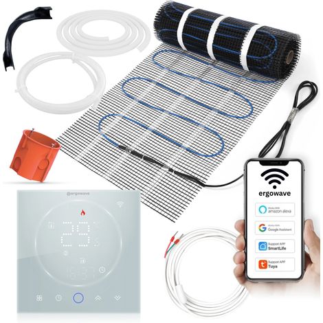 Tapis chauffant sous carrelage ergowave avec thermostat CLEAR WiFi, tapis de sol