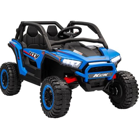 Auto elettrica per bambini UTV a 2 posti 24V blu con telecomando, musica e luci (1/5)