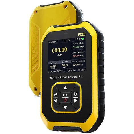 Compteur Geiger - Détecteur de rayonnement nucléaire - Dosimètre de rayonnement avec écran LCD, moniteur de rayonnement portable, rechargeable, pour les rayonnements bêta, gamma et X (1/5)