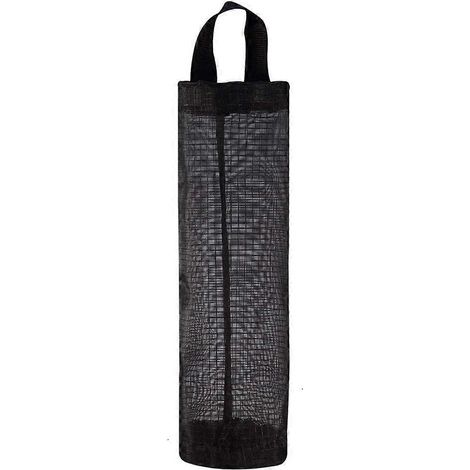 Distributeur de sacs en plastique suspendu, sac poubelle pliable en filet, organisateur de sacs poubelle, boîtes de rangement pour la cuisine, noir (1/4)