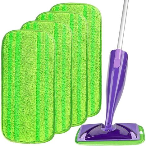 Lingettes en microfibre compatibles avec Swiffer Wet Jet, recharges réutilisables et lavables en machine, têtes de rechange pour nettoyage multi-surfaces à sec et humide, lot de 4 (1/5)