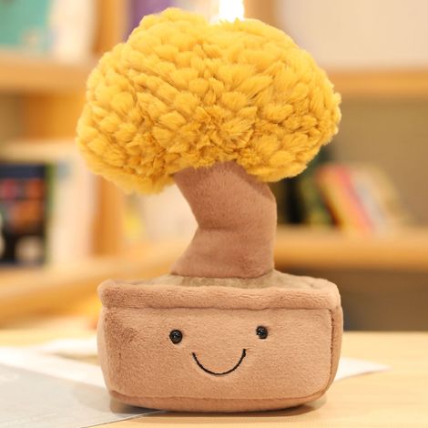 Pot en peluche décoration plante mignonne jouet doux garniture pour bureau voiture maison Arbre porte-bonheur doré 35cm (1/5)