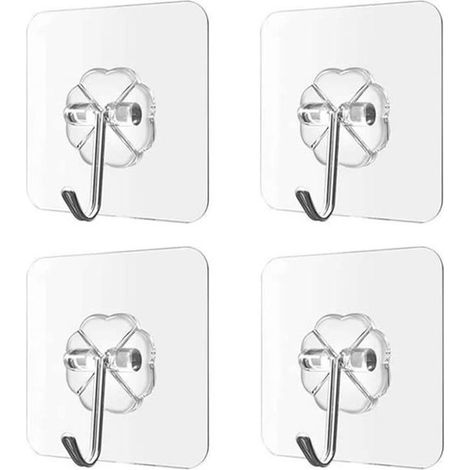 Haken,6 x 6 cm,20 Stück,Selbstklebender Wandhaken,rückstandsfrei haftender Klebehaken,Haken für Bad und Küche,Nagelfreier Klebehaken (1/5)
