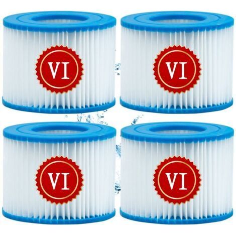 Poolfilterkartusche Typ VI, für Bestway Poolfilter Typ VI, Größe 6-58323, für Spa-Filter von Bestway für Lay-Z-Spa Miami, Vegas, Monaco, zur Spa-Filterreinigung, 4 Stück (1/5)