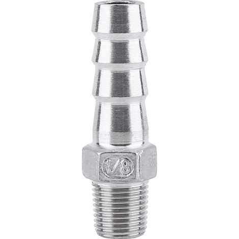 Raccords Cannelés de Tuyau 1/8 "Acier Inoxydable SS304 Raccord de Tuyau à Filetage Mâle Connecteur de Queue de Barbelé (1/8"x10mm) (1/5)