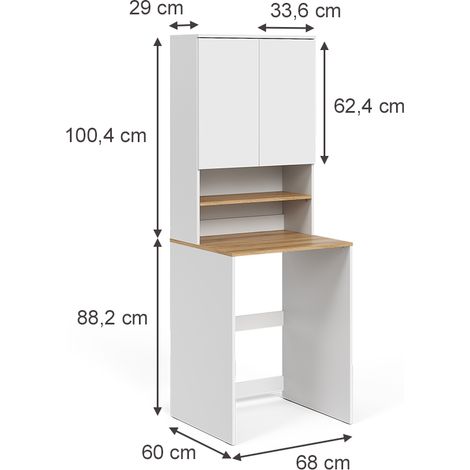 Armoire machine à laver Viktor, Blanc/Artisan, 68x88.2cm 2 pièces avec étagère, Vicco — vue 3