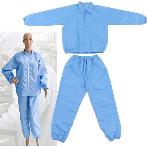 Veste de travail unisexe à col amovible antistatique, coupe-poussière, idéale pour le nettoyage et l'entretien d'ateliers. Taille XXL. (1/5)