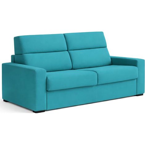 Dmora - Divano letto 2 posti Onorina, Sofà trasformabile per salotto, imbottito, sfoderabile, Qualità 100% Made in Italy, 180x95 h100 cm, Azzurro (1/5)