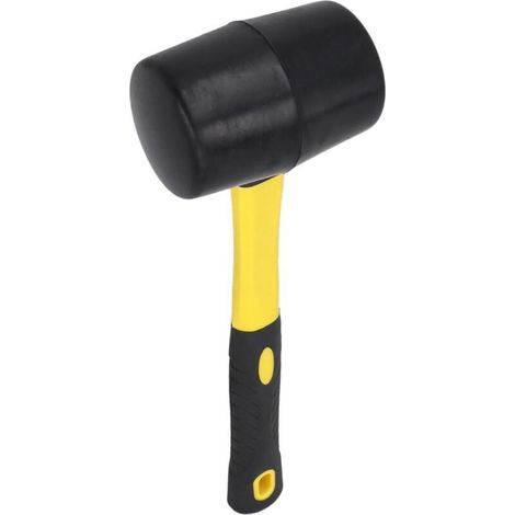 Maillet Caoutchouc Noir Ø 65 mm – Midi Marteau de Carreleur, Carrossier, Maçon, avec Manche Bi-Matière 2K