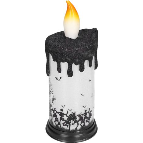 Boule à neige d'Halloween avec bougies LED décoratives, lampe bougie électronique pour fête, squelette dansant (1/5)
