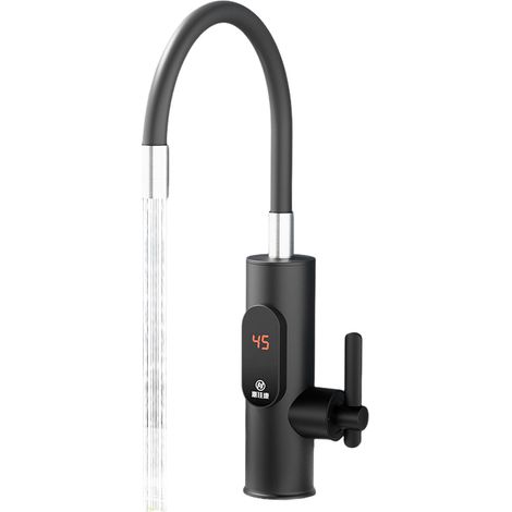 Grifo eléctrico con calentador de agua integrado, 3300 vatios, calentamiento instantáneo, temperatura regulable, calentador de agua giratorio de 360°. (1/4)