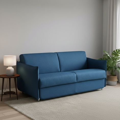 Sofá Cama 2 Plazas Verceia, Desenfundable, Con Almacenamiento Hecho en Italia, Apertura Abatible, 160x95 cm azul (1/5)