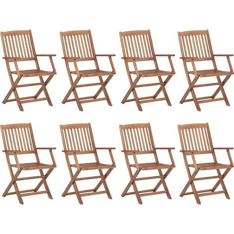 Lot de 8 Chaises de jardin et de camping pliables, Chaises de relaxation, Bois d'acacia solide OIB1502E (1/5)