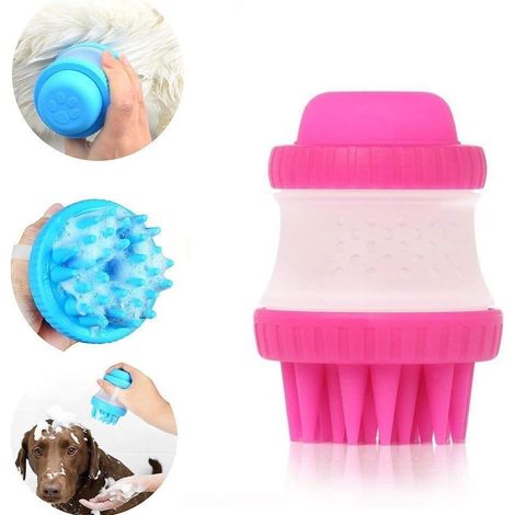 Trade Shop - Silikonbürste mit Shampoo-Tank, Kamm, kurzes und langes Haar, Massage für Hunde - (1/2)