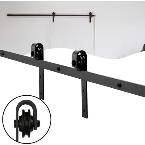 Randaco Système porte coulissante Système de porte coulissante Ferrure de porte coulissante Guidage de porte Poignée de porte Porte en bois—Stripes—152cm (1/5)
