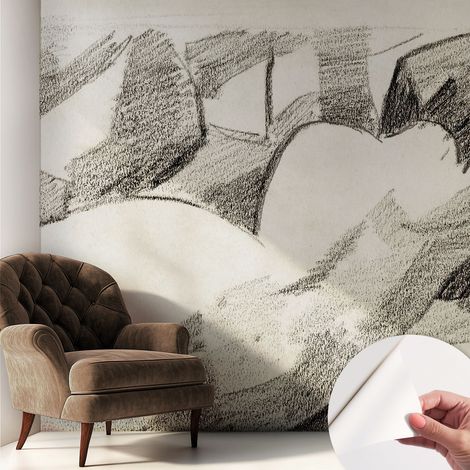 Papier peint autocollant avec imprimé décoratif pour salon et chambre à coucher Installation facile Personnage allongé 250x250 cm (1/5)
