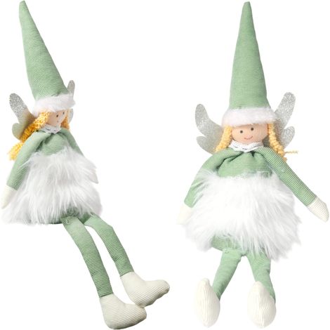 Angelo di peluche seduto con gambe penzolanti, 40 cm - Verde (1/5)