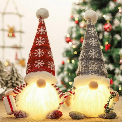 AURA 2 Stück Weihnachtszwerg-Lichter, handgefertigte schwedische Weihnachtszwerg-Puppenlichter, Weihnachtsschmuck für die Heimdekoration, zum Aufhängen am Weihnachtsbaum (1/5)