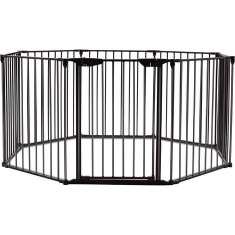 COSTWAY Barrera de Seguridad para Chimenea Reja de Protección para Niño Metal Plegable Seguridad para Puerta Escalera 5M (Negro) (1/5)