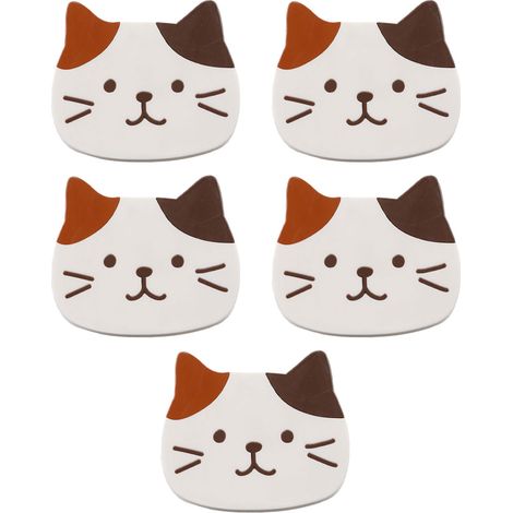 Sous-verre Chat - Anti-dérapant PVC - Protection Contre les Brûlures - Pour Tasses et Bols - Lot de 4 (1/5)