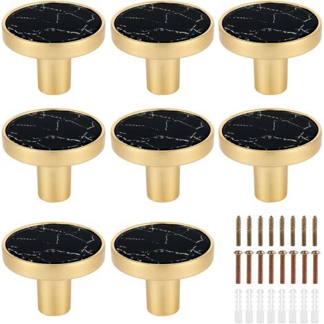 Set mit 8 runden, schwarzen Zinkgriffen (32 mm) für Schränke, Schubladen, Türen und Kommoden, modernes Design