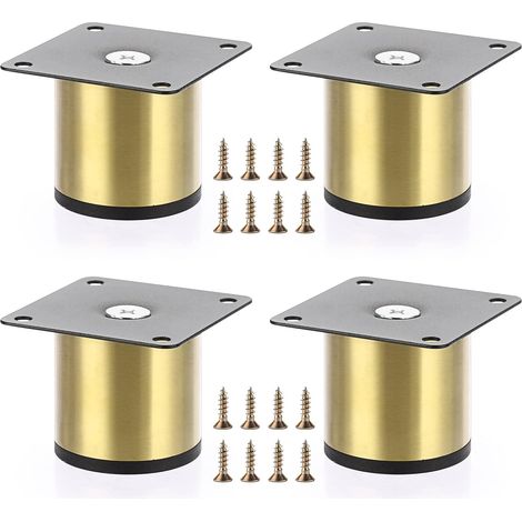 4-teiliges Set 5 cm Edelstahl-Möbelbeine Metall-Schrank-Tischbeine Goldfarbene runde Erhöhungen für Couchtisch, Sofa, TV-Schrank und Stuhl (1/5)
