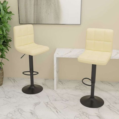 vidaXL Tabourets de bar lot de 2 crème tissu (1/5)