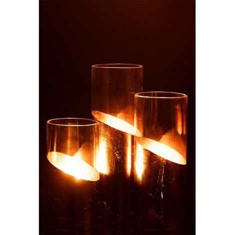 Photophore Design en Verre "Moa" 30cm Transparent & Or (1/5)