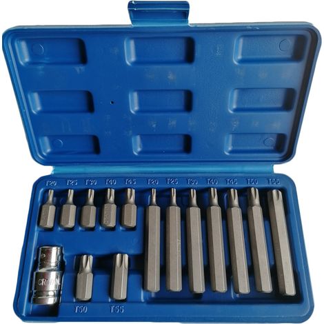 Coffret de 14 embouts torx t20 à t55 courts et longs carre adaptateur 1/2 (1/2)