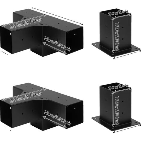 Supports de pergola, acier robuste, kit d'ombre de jardin extérieur, Noir (1/2)