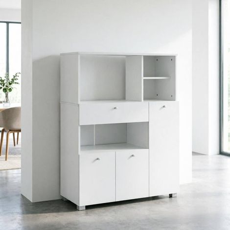 Mobile cucina bianco 90 x 40 x 120 cm con ripiani, cassetto e vani (1/5)