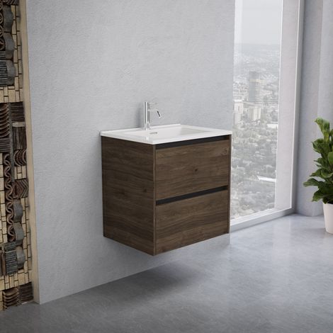 Inda - Meuble de salle de bain 2 tiroirs L.60 avec vasque (1/5)