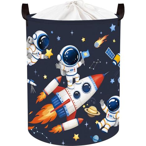 Panier Rangement Espace Panier à Linge Cosmique Boite de Rangement Parent pour Organiser Jouet Vêtements, Astronaute, 36x45 cm (1/5)