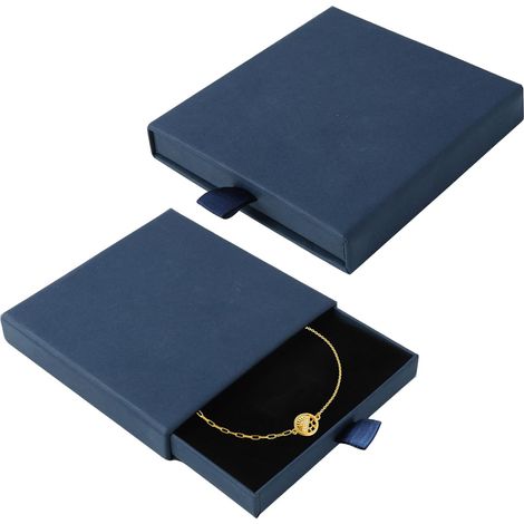 Boîte-Cadeau de Bijoux bleu, présentoir élégant colliers boucles bagues taille compacte (1/5)