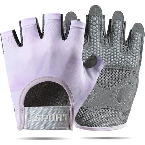 (Violet, Taille L) Gants de sport respirants, unisexes, adaptés au cyclisme et à l'entraînement de musculation en salle de sport.