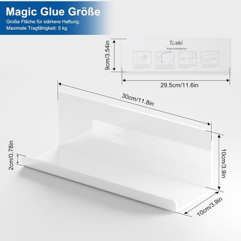 Lot de 2 Étagères de Rangement Panier de Douche, Étagère de Stockage d'assaisonnement Murales sans Trous, de Bain/Cuisine (1/4)